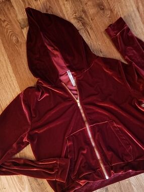 Fabletics Burgundy Zip Hoodie with Gold Zipper
